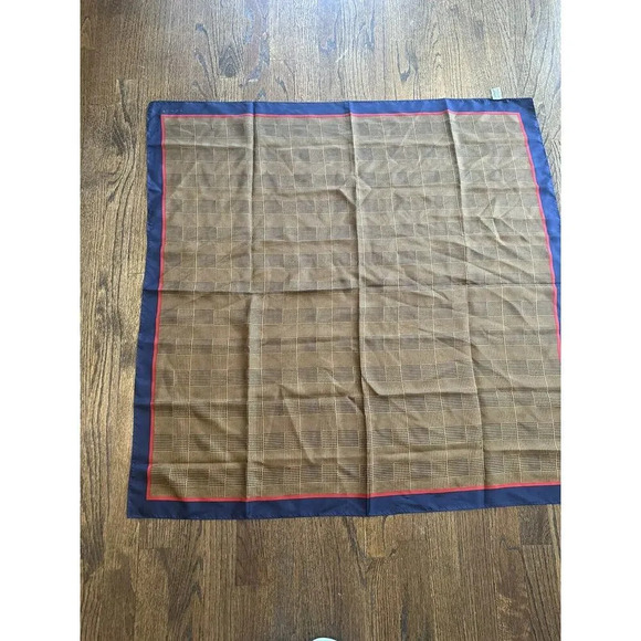 Echo Vintage Square 100% Silk Scarf Classic Plaid 34” X 34” - Picture 1 of 5